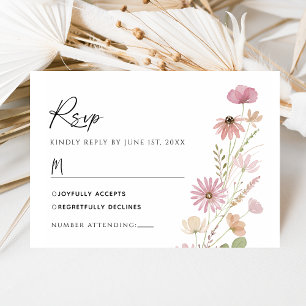 Cartão RSVP Confirmação de Presença para Casamento Floral Silv