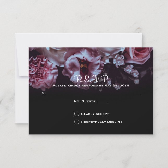 Cartão RSVP Confirmação de Presença para Casamento Floral Somb (Frente)