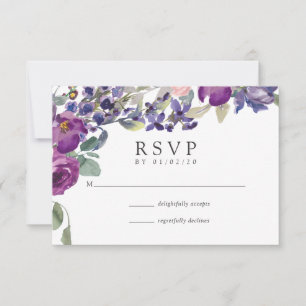Cartão RSVP Confirmação de Presença para Casamento Floral Viol