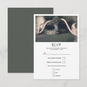 Cartão RSVP Confirmação de Presença para Casamento Máscara e P