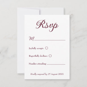 Cartão RSVP Confirmação de Presença para Casamento Minimalista
