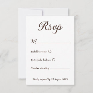 Cartão RSVP Confirmação de Presença para Casamento Minimalista