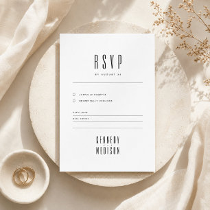 Cartão RSVP Confirmação de Presença para Casamento Minimalista