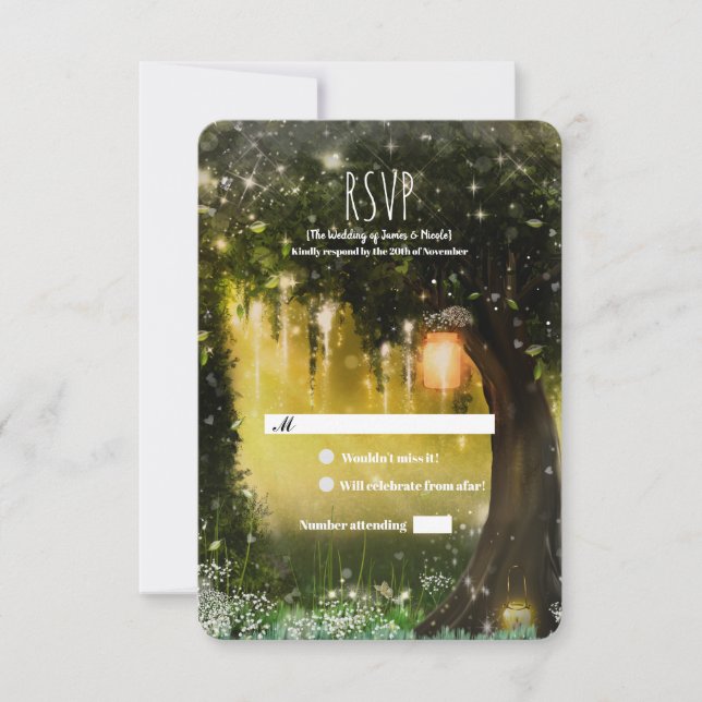 Cartão RSVP Confirmação de presença para Casamento na Floresta (Frente)