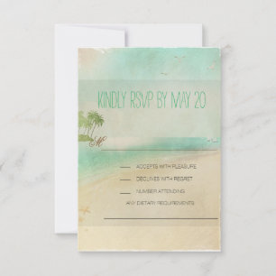 Cartão RSVP Confirmação de Presença para Casamento na Praia Vi