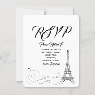 Cartão RSVP Confirmação de Presença para Casamento Parisiense 