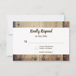 Cartão RSVP Confirmação de Presença para Casamento Rustic Wood