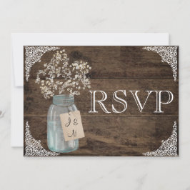 Cartão RSVP Confirmação de Presença para Casamento Rústico Flo