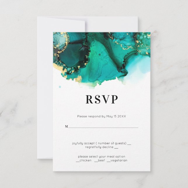 Cartão RSVP Confirmação de Presença para Casamento Tom de Joia (Frente)
