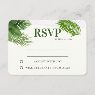 Cartão RSVP Confirmação de Presença para Casamento Tropical Ro