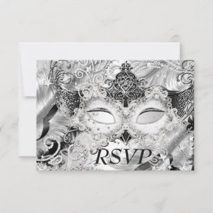 Cartão RSVP Confirmação de Presença para Festa de Máscaras Bri