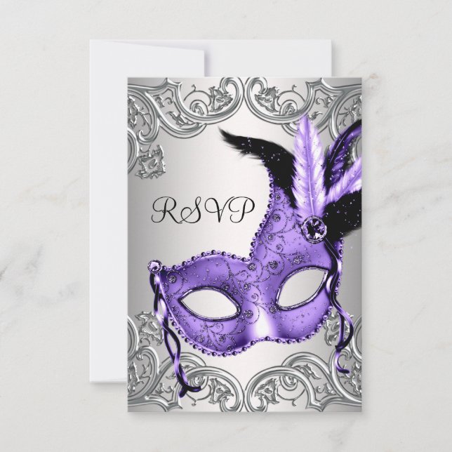 Cartão RSVP Confirmação de presença para Festa de Máscaras Rox (Frente)