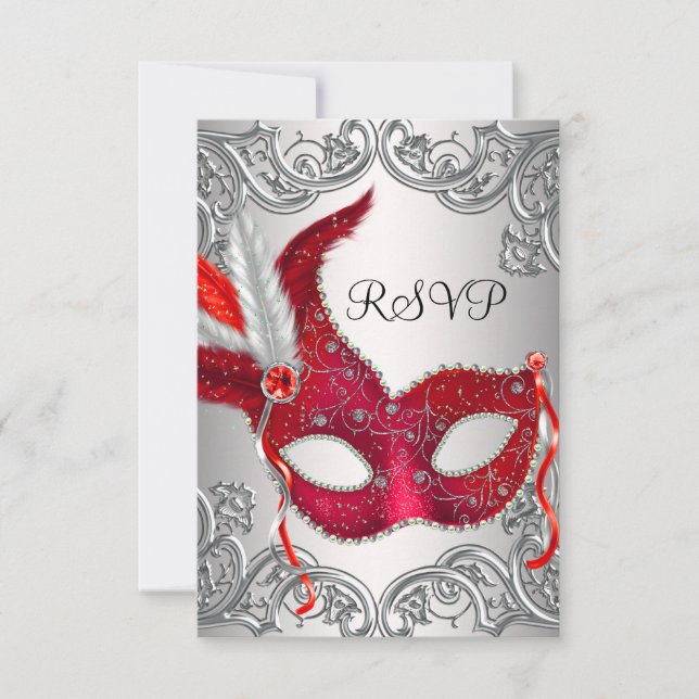 Cartão RSVP Confirmação de presença para festa de máscaras Ver (Frente)