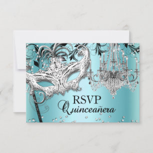 Cartão RSVP Confirmação de Presença para Festa de Quinceanera