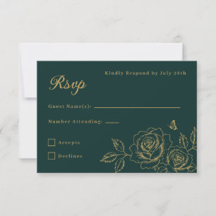 Cartão RSVP Confirmação de Presença para Quinceañera Floral Ve