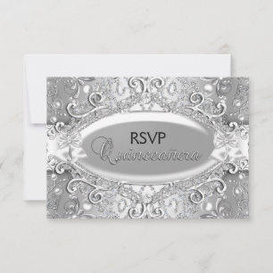 Cartão RSVP Confirmação de Presença para Quinceanera Pérola em