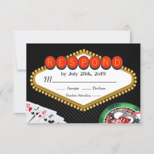 Cartão RSVP Confirmação de Presença Vegas Casino Marquee