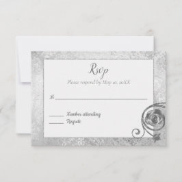 Cartão RSVP Confirmação Silver Rose
