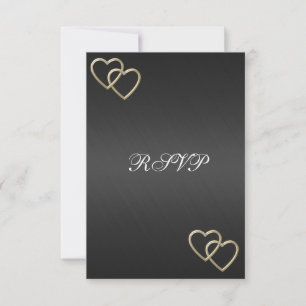 Cartão RSVP Confirme Presença Noivado Casamento Corações Preto