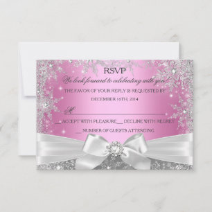 Cartão RSVP Confirme presença para o Pink Sweet 16 Winter Wond
