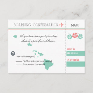 Cartão RSVP Confirme sua passagem para MAUI HAWAII