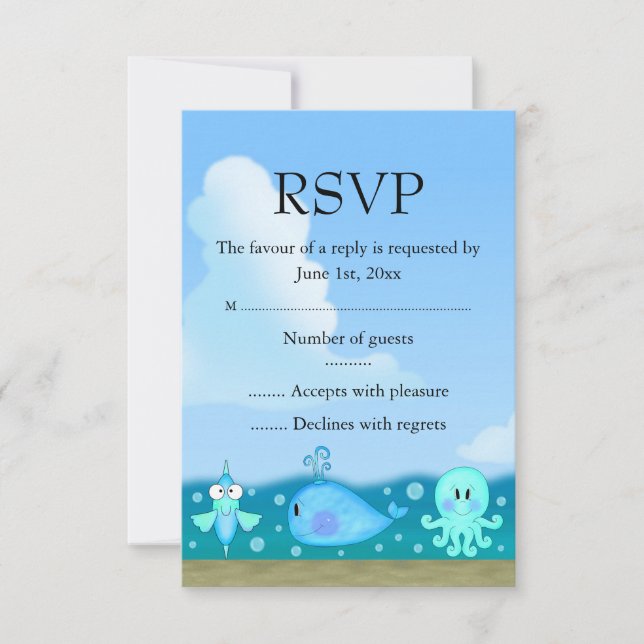 Cartão RSVP Confirme sua presença debaixo do mar (Frente)