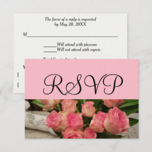 Cartão RSVP Confirme sua presença no casamento Buquê de Rosa R