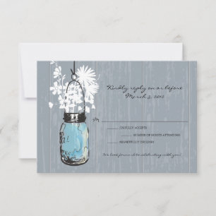 Cartão RSVP Confirme sua presença Rustic Hanging Mason Jar Cas