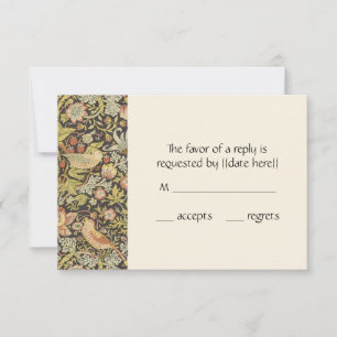 Cartão RSVP Conjunto de Casamento Vintage Strawberry Thieves