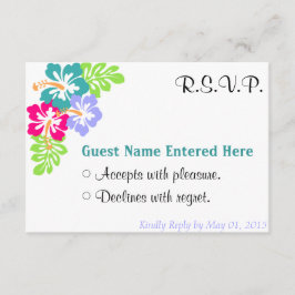 Cartão RSVP Conjunto de Noiva - Flores de Hibisco Azuis