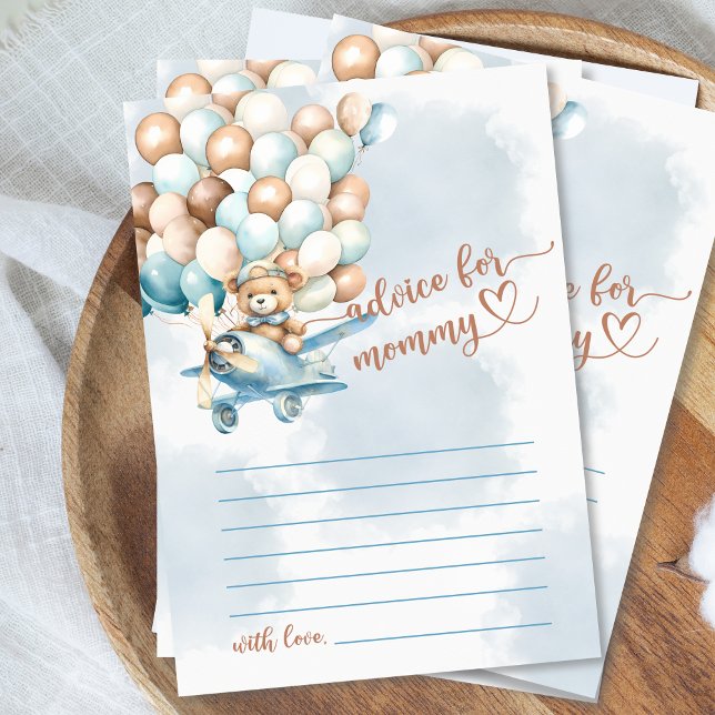 Cartão RSVP Conselhos De Jogo De Chá de fraldas De Urso Para M (We can bearly wait baby shower game, advice for mommy card, boy baby shower, cute teddy bear)