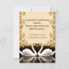 Cartão RSVP Convidado de Casamento Pérola Cisne