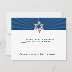 Cartão RSVP Convidado do Bar Mitzvah Silver Estrela Judia