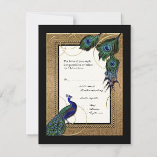 Cartão RSVP Convidado Formal Elegante do Barroco Dourado