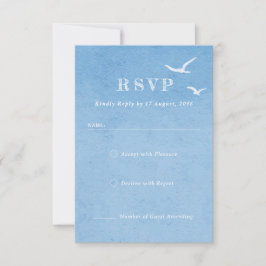 Cartão RSVP Convocação de Casamento de Cor da Água do Céu Azul