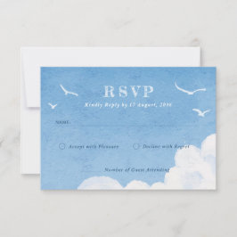 Cartão RSVP Convocação de Casamento de Cor da Água do Céu Azul