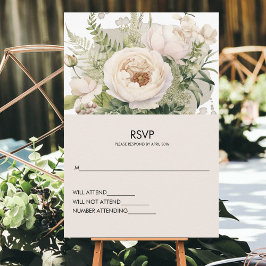 Cartão RSVP Cor d'água do Buquê de Flor Branco Elegante