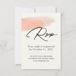 Cartão RSVP Cor d'água rosa. Casamento romântico simples e del