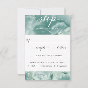 Cartão RSVP Cor de Água Azul/Verde Elegante Com Opções De Refe