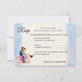 Cartão RSVP Cor de Água do Casal RomânticoCasual Moderno