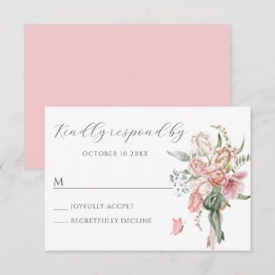 Cartão RSVP Cor de água pastosa rosa do buquê da flor