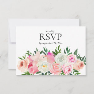 Cartão RSVP Cor-de-rosa e Cinza embebida com casamento de refe