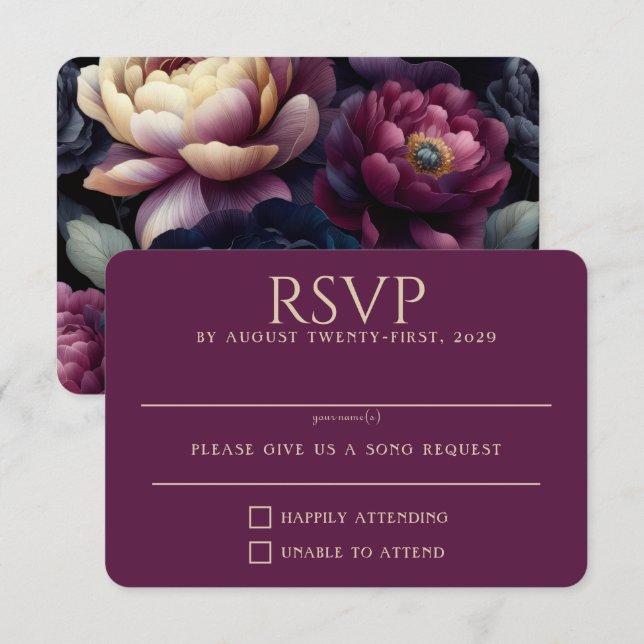 Cartão RSVP Cor Floral Colorida (Frente/Verso)
