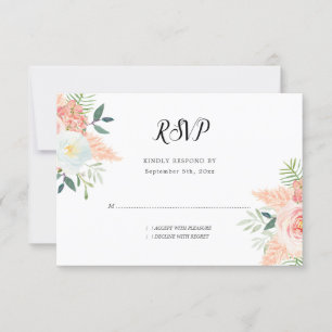 Cartão RSVP Cora o casamento floral da aguarela das flores