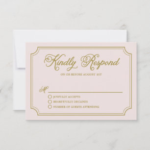 Cartão RSVP Cora & o roteiro lunático Dourado que Wedding RSV