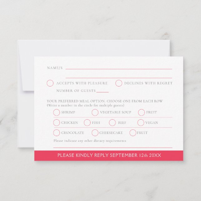 Cartão RSVP Coração d'água Ruby 40th Wedding Aniversário (Verso)