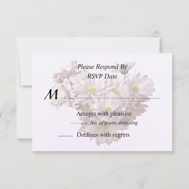 Cartão RSVP Coração de Mums Margarida Rosa (Frente)