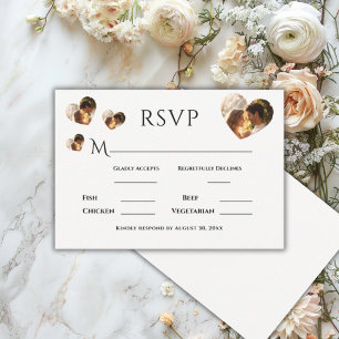 Cartão RSVP Coração Foto Simples Casamento Elegante