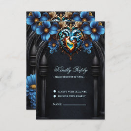 Cartão RSVP Coração nobre steampunk