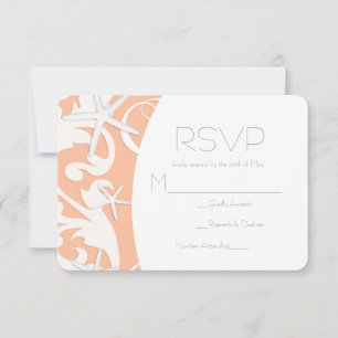 Cartão RSVP Coral de Estrela Branca Praia Casamento Elegante R